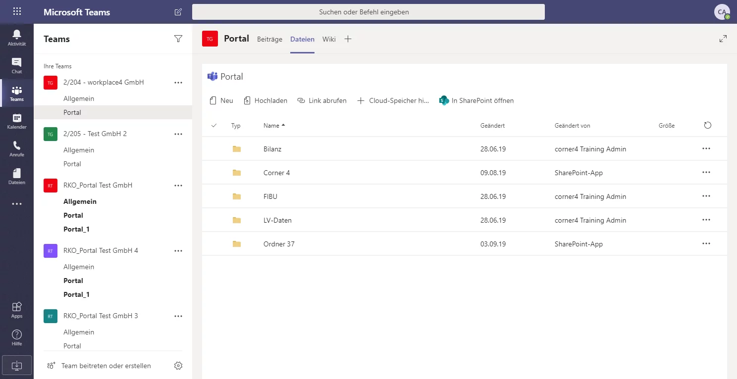 Microsoft Teams — Interne Ansicht